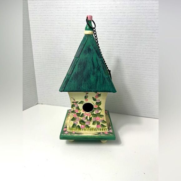 Kathy Hatch Vintage Bird House Hummingbirds & Hollyhocks 11 in Decor - Picture 1 of 10